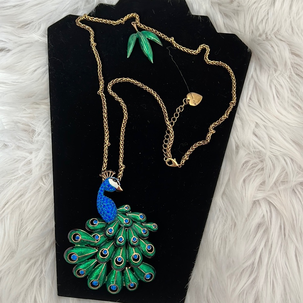 Betsey Johnson Giant Vintage Peacock necklace